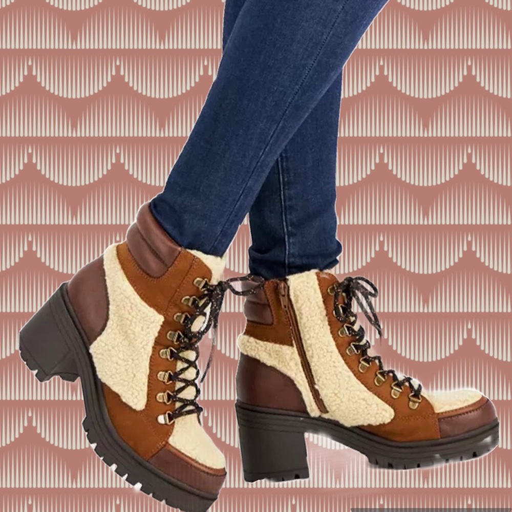 PRICE DROP SUN + STONE Cookie Lace-Up Booties, Size 7